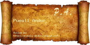 Puesli Andor névjegykártya